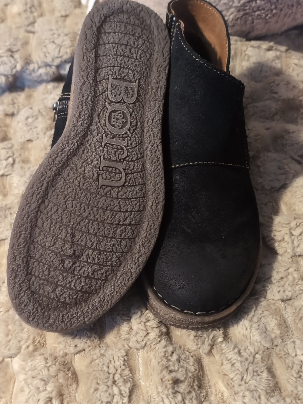 Born Black Suede Tora Bootie with Brown Cork Sole - Picture 5 of 9